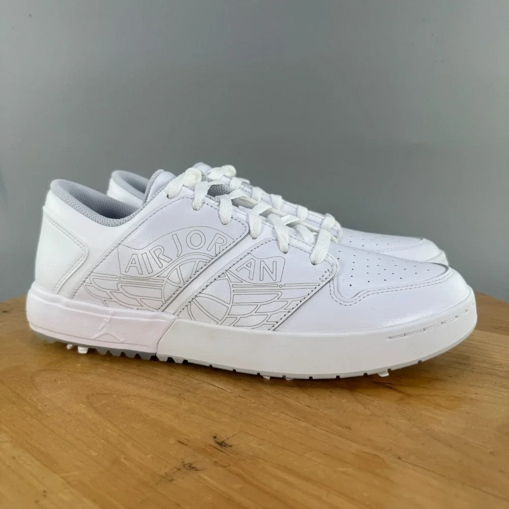 Air Jordan Nu Retro 1 Low Mens Size 9 Golf Shoes White Pure Platinum Leather NEW